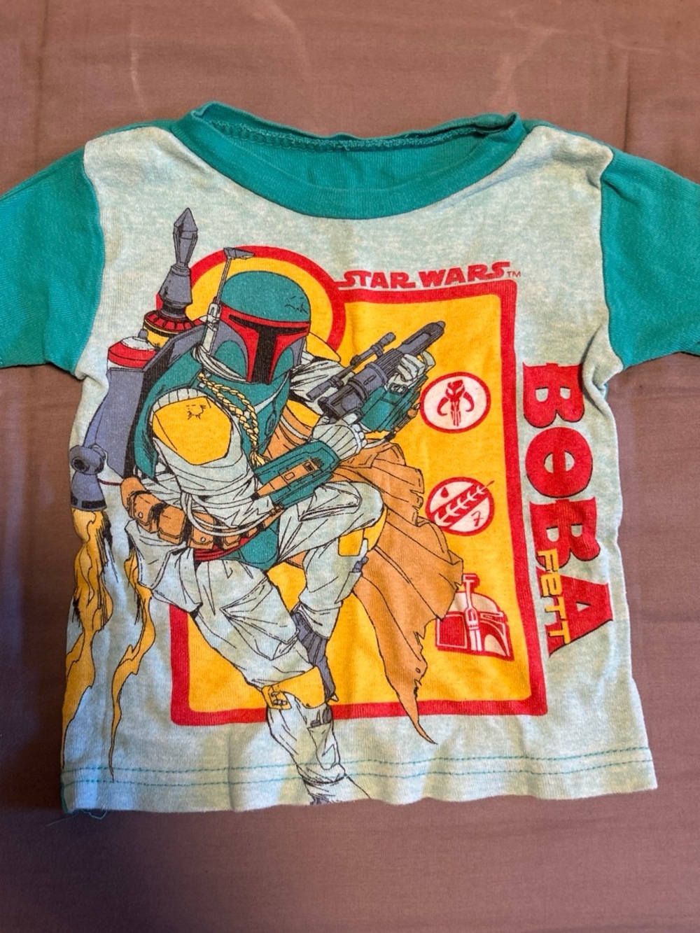 Star Wars Kids Boba Fett Teal & Yellow Graphic Tee